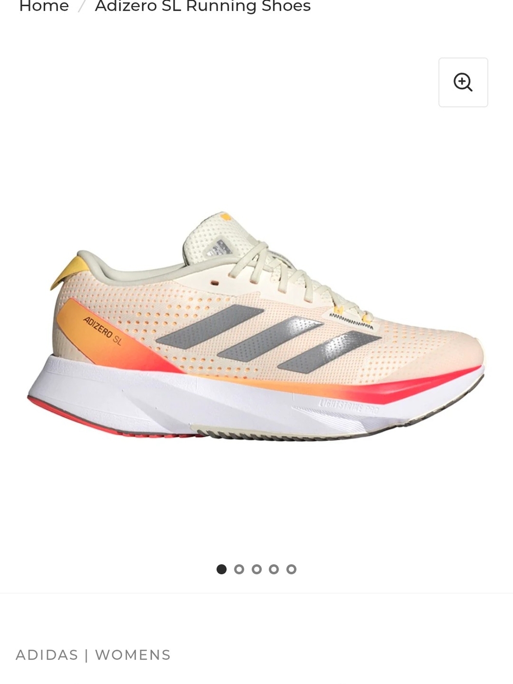 adidas Adizero SL Women's Running Shoe — Cream/Peach